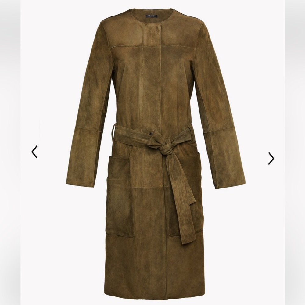 Theory suede coat military kaki size M